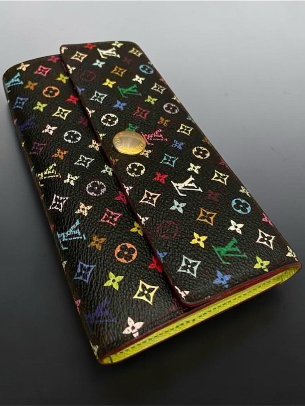 Louis Vuitton Black Murakami Sarah Long Wallet